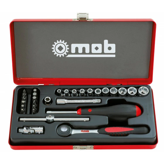 COFFRET DOUILLES METAL 29 PCS 1/4 6 PANS MOB - 0000983401MOB OUTILLAGE 3 COFFRET DOUILLES METAL 29 PCS 1/4 6 PANS MOB - 0000983401MOB OUTILLAGE